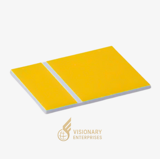 Lamicoid amarillo sobre blanco